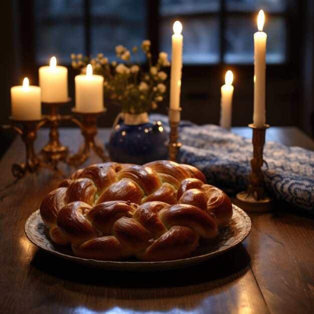 Alimentos deliciosos preparados para a celebração judaica de Hanukkah