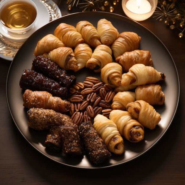 Alimentos deliciosos preparados para a celebração judaica de Hanukkah