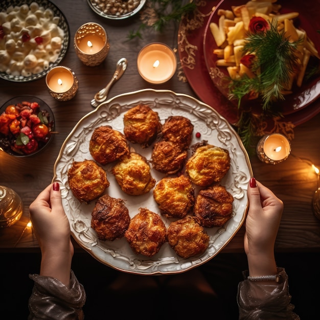 Foto grátis alimentos deliciosos preparados para a celebração judaica de hanukkah