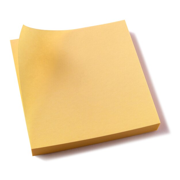 Almofada de notas adesivas amarelas branca