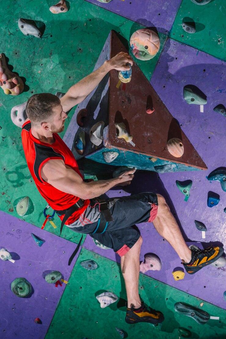 Foto grátis alpinista em treinamento