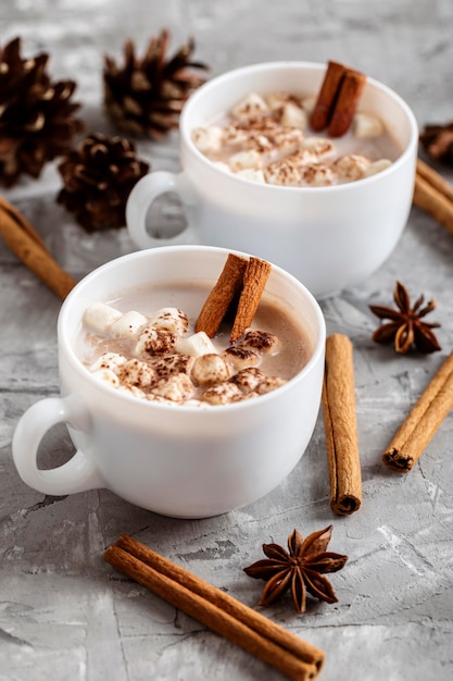 Foto grátis alto ângulo do conceito de chocolate quente