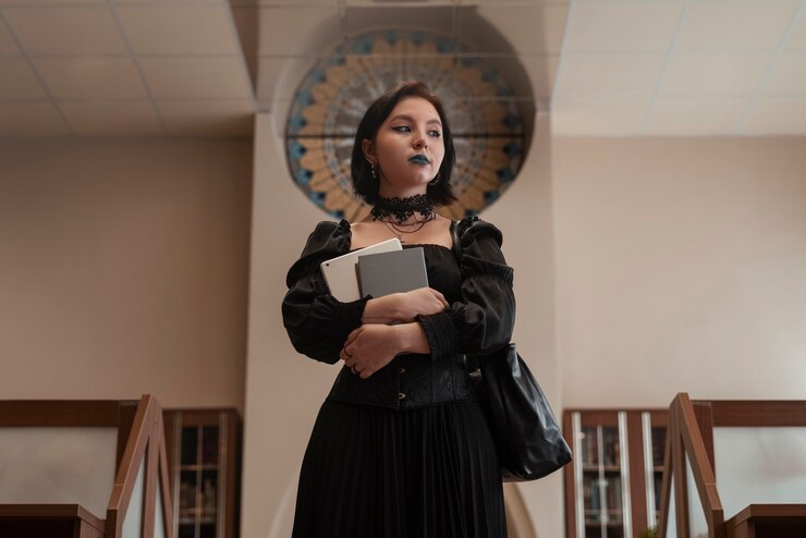 Foto grátis aluno com estilo gótico na escola