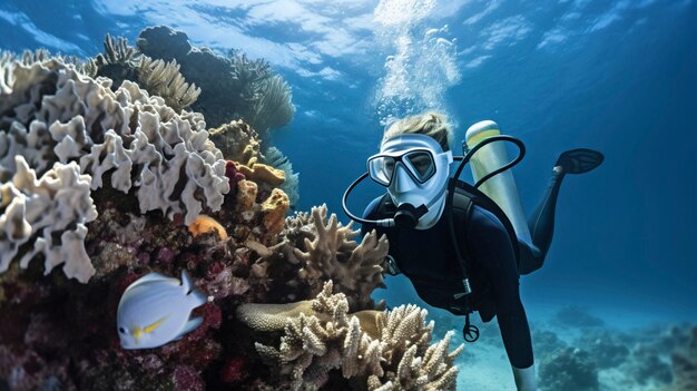 Ameaça de branqueamento de corais vida marinha