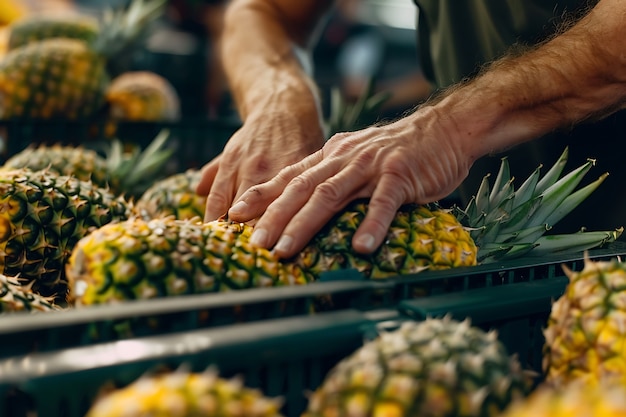 Foto grátis ananás prontos para venda