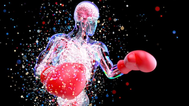 Foto grátis anatomia 3d abstrata de um homem de boxe