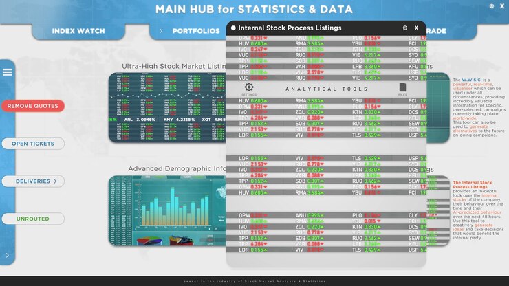 Foto grátis animação de simulação de software de dados do mercado financeiro de ações com diferentes diagramas e gráficos
