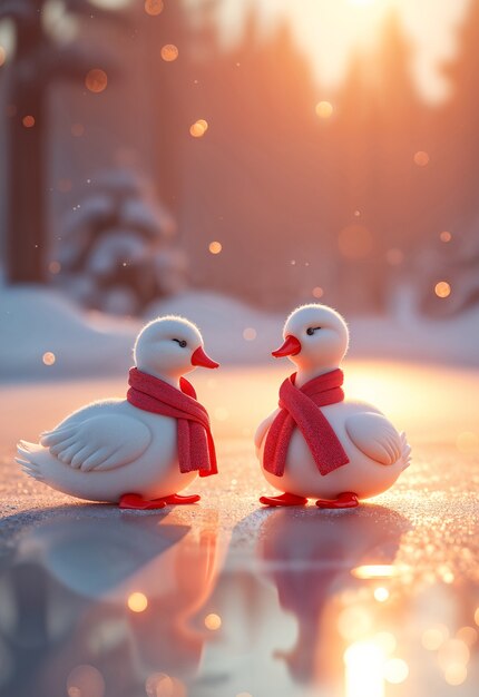 Animais bonitos em 3D no Natal