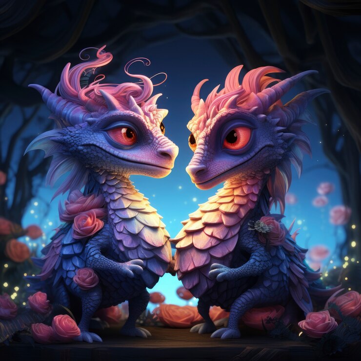 Foto grátis animais de estilo fantasia apaixonados.
