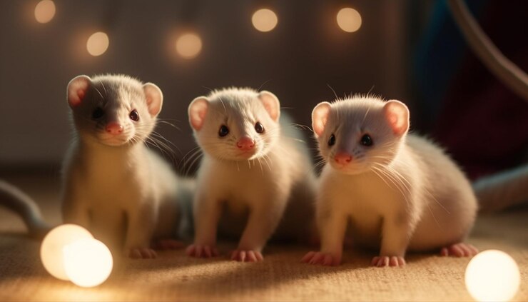 Foto grátis animais de estimação pequenos mamíferos fofos brincando em tiro de estúdio gerado por ia