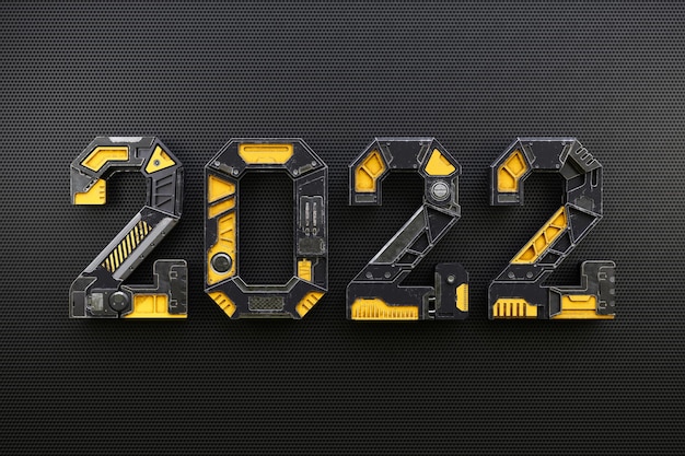 Ano novo 2022 feito do alfabeto do robô