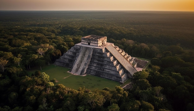 Antigo monumento de pirâmide construído com material de pedra gerado por ia