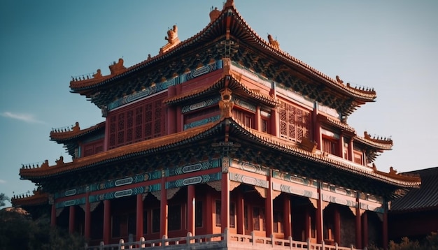 Antigo pagode majestoso da cultura chinesa gerado por IA