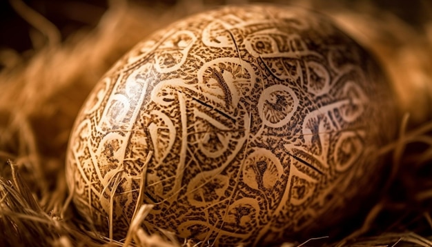 Foto grátis antigo símbolo budista ornamentado e ouro contra fundo floral gerado por ia