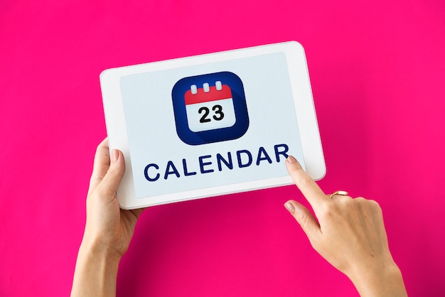 Aplicativo de calendário em um tablet