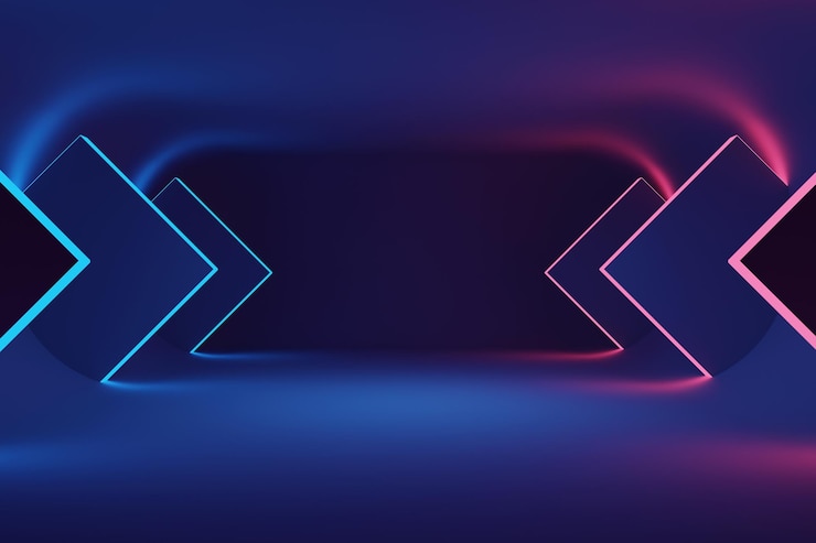 Foto grátis apresentação de exibição de produto de quarto vazio metaverso futurista tecnologia abstrata scifi com fundo 3d de luz neon