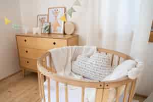 Foto grátis aproxime-se do novo design do quarto do bebê