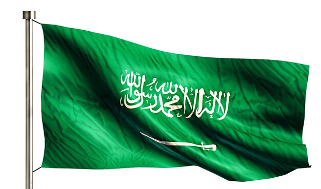 Arábia Saudita Bandeira Nacional Isolada 3D Fundo Branco