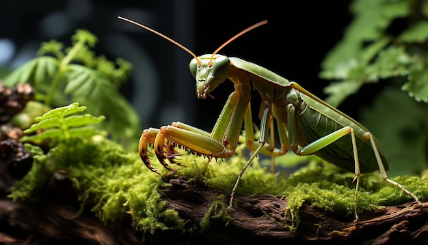 Aranha assustadora em galho à procura de comida em floresta não cultivada gerada por inteligência artificial