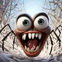 Foto grátis aranha engraçada com dentes e olhos ilustração 3d horizontal