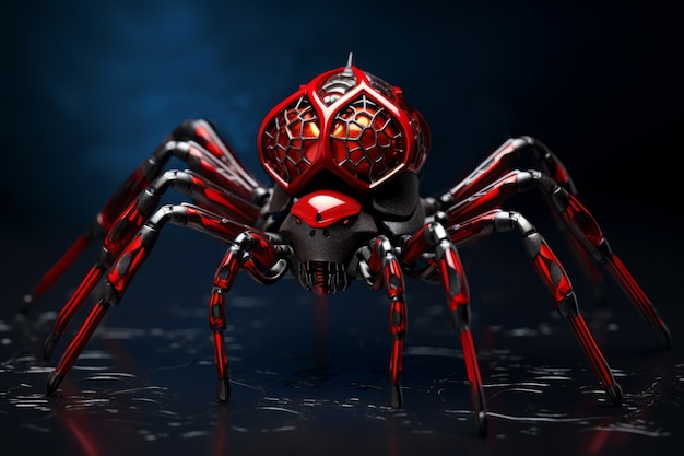 Aranha robótica tridimensional de metal