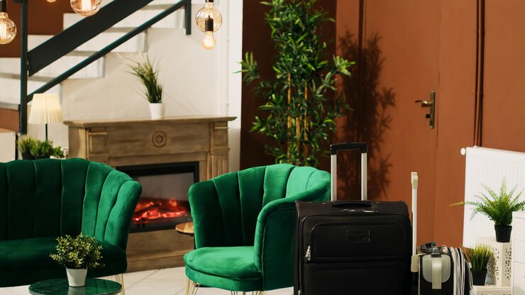 Foto grátis área de lounge vazia moderna com bagagem
