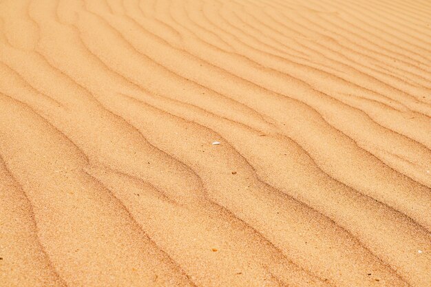 Areia de fundo de textura de arenito natural na praia como fundo Fundo de areia ondulada para projetos ou cenários de verão