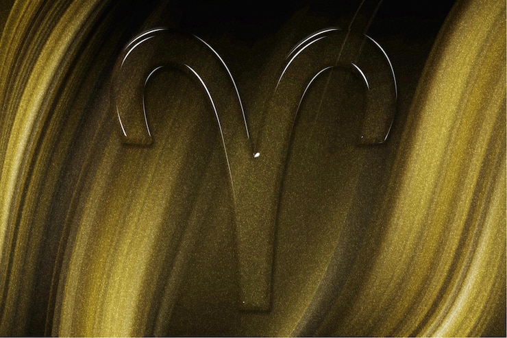 Foto grátis áries signo do zodíaco, fundo dourado, horóscopo astrologia fundo, áries, horóscopo dourado