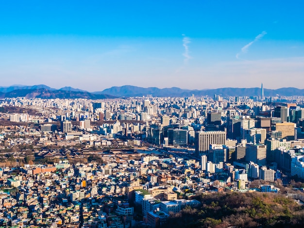 Arquitetura bonita construção de paisagem urbana na cidade de Seul