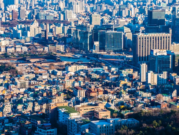 Arquitetura bonita construção de paisagem urbana na cidade de Seul