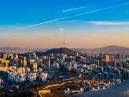 Foto grátis arquitetura bonita construção de paisagem urbana na cidade de seul