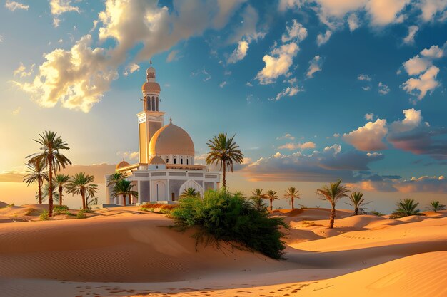 Arquitetura fantástica da mesquita para a celebração do ano novo islâmico