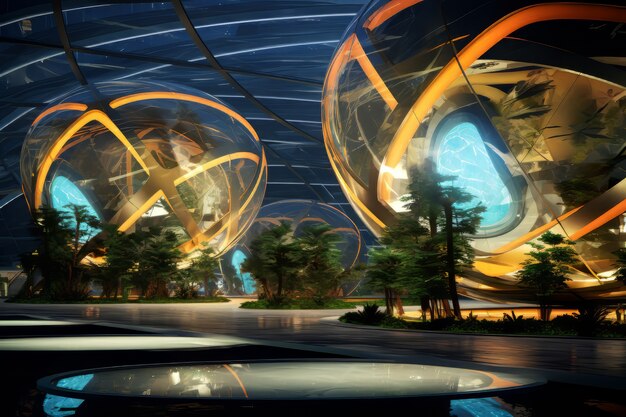 Arquitetura futurista de edifícios de escritórios
