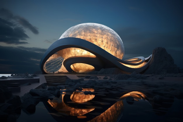 Arquitetura futurista de edifícios de escritórios