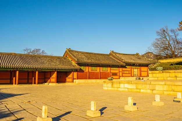 Arquitetura, predios, Changdeokgung, palácio, em, seul, cidade