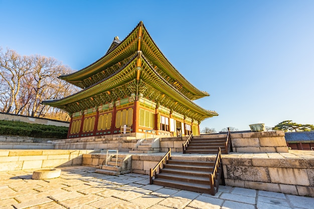 Arquitetura, predios, Changdeokgung, palácio, em, seul, cidade