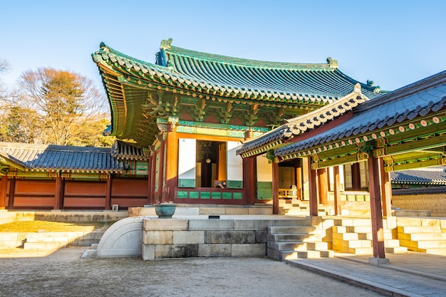 Arquitetura, predios, Changdeokgung, palácio, em, seul, cidade
