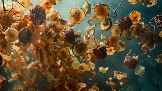 Foto grátis arranjo com frutas e legumes secos decorativos