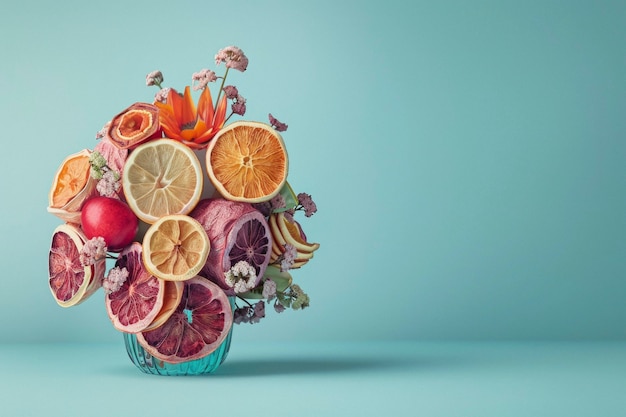 Foto grátis arranjo com frutas e legumes secos decorativos