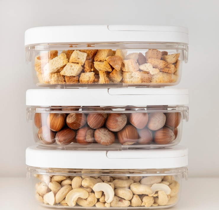 Foto grátis arranjo com recipientes de comida
