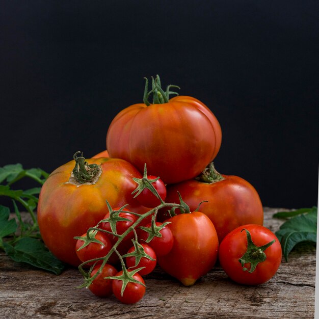 Arranjo de abóboras e tomates