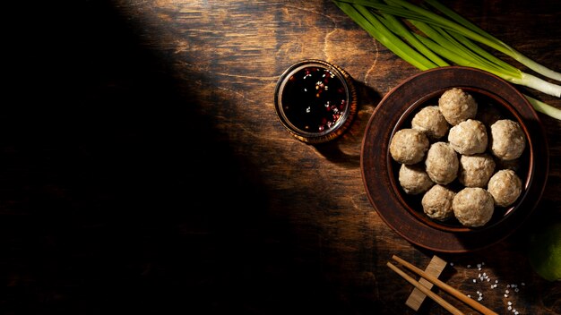 Arranjo de bakso tradicional da Indonésia