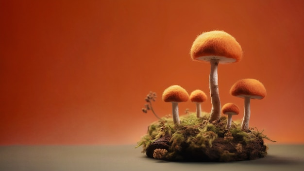 Foto grátis arranjo de cogumelos de feltro de agulha