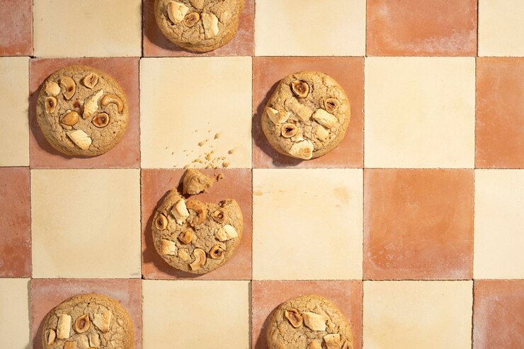 Foto grátis arranjo de cookies plano
