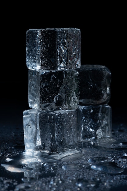 Arranjo de cubos de gelo ainda vida