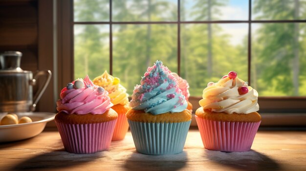 Foto grátis arranjo de cupcakes delicioso