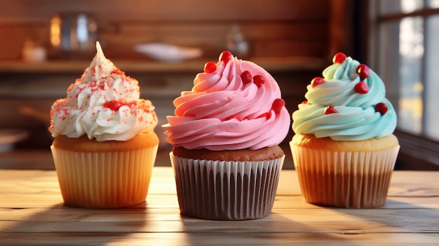 Foto grátis arranjo de cupcakes delicioso