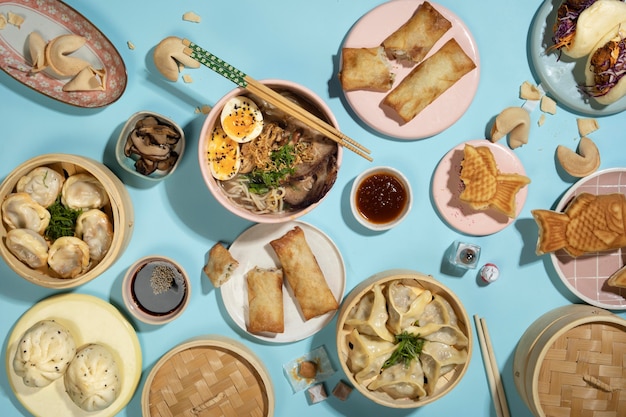Foto grátis arranjo de deliciosa comida oriental