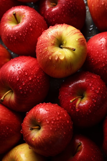 Arranjo de deliciosas maçãs com vista superior