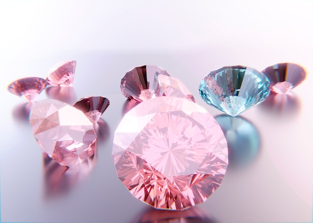 Arranjo de diamantes rosa alto ângulo